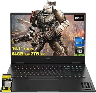 HP Omen 16 Gaming Laptop 16.1" FHD IPS 165Hz (100% sRGB) Intel 10-core i7-13620H 64GB RAM 2TB SSD GeForce RTX 4060 RGB Backlit FHD Privacy Camera Fast Charging B&O Win11 w/ICP Accessory