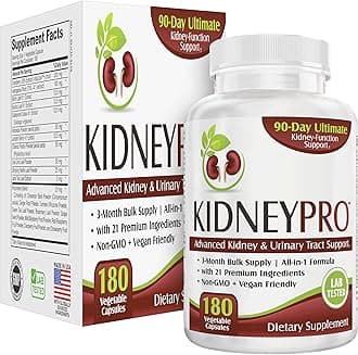 Kidney-Pro (3-Month) with 21 Kidney Support Supplements in 1 Formula | Men & Women | Health Supplement Complex | 90-Day Bulk Supply | 180 Capsules