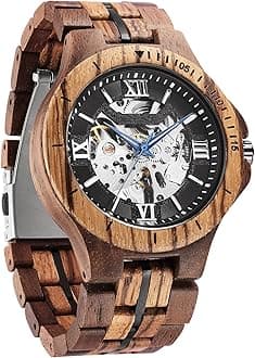 Wooden Watch for Men Women, Stylish Chronograph Military Casual Calendar Wood Watches