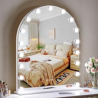 ZL ZELing Vanity Mirror with Lights Makeup Mirror with Lights 17 Dimmable Bulbs Hollywood Lighted Makeup Mirror 3 Color Lighting Modes Wall Mount/Tabletop