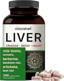 Liver Cleanse Detox & Repair, 240 Veggie Capsules | Milk Thistle with Turmeric, Dandelion Root, Artichoke, Black Currant Oil & More in 15-in-1 Herbal Formula | Premium Liver Support Supplement
