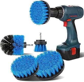 Drill Brush 4 Pieces, Drill Brushes, Medium Bristles, 2'' / 3.5'' / 4'' / 5'', Cleaning Brushes Accessory, Bathtub Tile Floor Kitchen Car, Blue