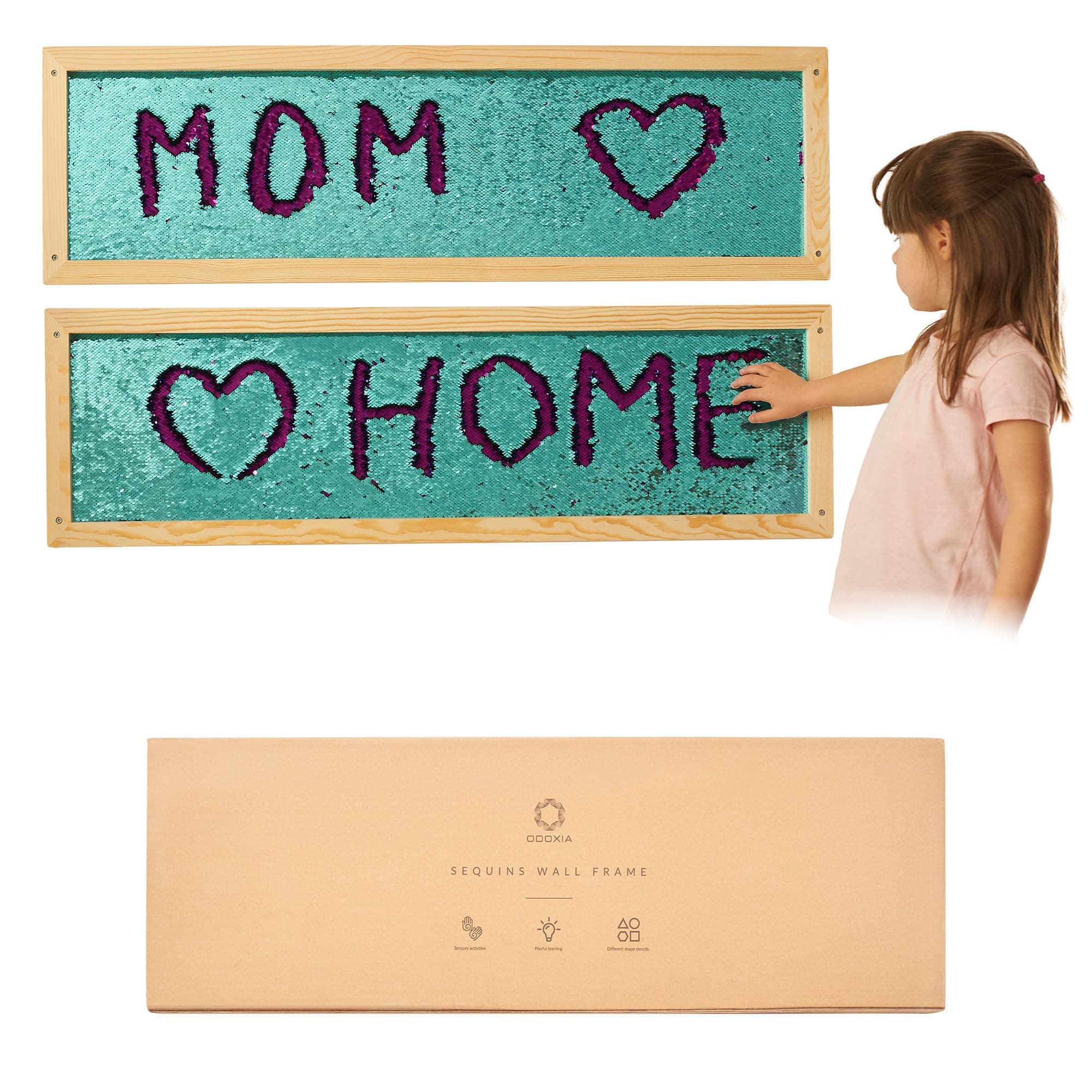 ODOXIA Sequin Sensory Wall Panel for Kids | Interactive Sequin Wall Decor & Flip Fabric Board | Reversible Wall Panel for Play & Learning | Sensory Room Equipment & Autism Toys