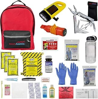 72 Hour Deluxe Emergency Kit, 1-Person 3-Day Backpack, First Aid Kit, Survival Blanket, Power Station, Emergency Food, Portable Disaster Preparedness Go-Bag for Earthquake, Fire, Flood
