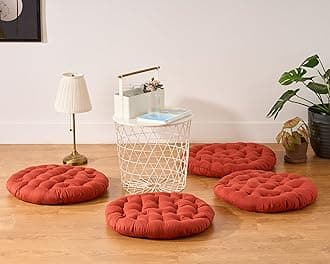 SKANDA FAB Premium Cotton Floor Seating Cushions | Luxurious Comfort & Microfiber Fill 60X60 CM Large Size for Meditation | Floor Cushion | Pooja | Living Room | Pets | Outdoor Maroon(Pack of 4)