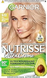Nutrisse Ultra Crème 9.12 Very Light Pearly Blonde Permanent Hair Dye, Up to 100% Grey Coverage, Shimmering 8-Week Long Lasting Colour, Vegan Formula for 5x Stronger & 2x Shinier Hair