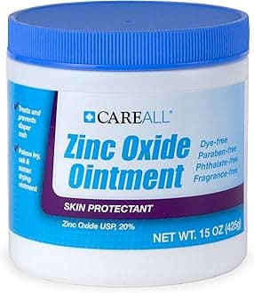 CareAll Zinc Oxide 20% Skin Protectant Barrier Ointment 15 oz., Provides Relief, Prevention and Treatment for Chafing due to Diaper Rash. Helps Seal Out Wetness. Non-Nano.