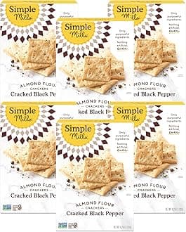 Almond Flour Crackers, Black Cracked Pepper - Gluten Free, Vegan, Healthy Snacks, Plant Based, 4.25 Ounce (Pack of 6)