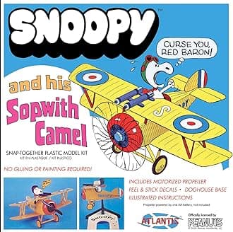 AtlantisTOY & HOBBY Plastic Model Kit-Snoopy and His Sopwith Camel, Red