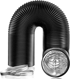 Hon&Guan 5 Inch Air Duct - 16 FT Long, Black Flexible Ducting HVAC Ventilation Air Hose for Grow Tents, Dryer Rooms, Kitchen
