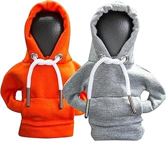 ECDREAM 2Pcs Car Shift Knob Hoodie,Gear Shift Hoodie,Funny Sweater Hoodie for Gearshift,Automotive Interior Accessories（Orange and Gray）