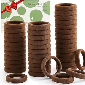 Bessrung 100 Pcs Thick Seamless Hair Ties, Ponytail Holders Hair Accessories for Women Girls No Damage for Thick Hair(Dark Brown Colors)