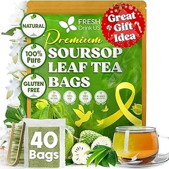 40 Premium Soursop Graviola Leaf Tea Bags, 100% Natural and Pure from Soursop Leaves, Handmade, Made With Natural Materials-Corn Fiber Tea Bag, Sugar/Caffeine/Gluten Free, Hoja Guanabana Tea