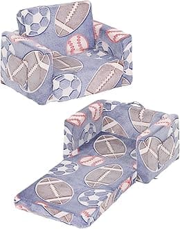 Tiita Kids Sofa, 2-in-1 Kids Sofa Chair, Convertible Toddler Couch to Lounger, Flip Out Baby Sofa Chair, Toddler Armrest Chair Bed, Folding Kids Play Sofa for Girl or Boy(Ball)