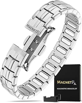 MagnetRX® Magnetic Bracelets for Men - EllipseMAX 5X Strength 5,000 Gauss Magnets - Designed in USA & Patent Approved - Premium Titanium Mens Magnetic Bracelet & Adjustable Length (Silver)