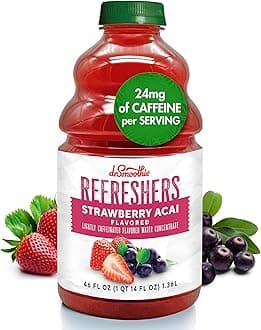 Dr. Smoothie Refreshers Strawberry Acai – Made with Real Fruit Juice – Drink Concentrate, No Artificial Colors, Shelf-Stable – Lightly Caffeinated with Green Coffee Extract (46 oz Bottle)