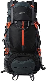 Hunter 75 Ltrs Black Rucksack (Black, Grey Diamond)