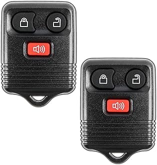 KeylessOption Key Fob Replacement 3-Button for 2005 2006 2007 2008 2009 2010 2011 2012 2013 2014 2015 Ford F150 Explorer Ranger Mustang Lincoln Mazda Mercury Keyless Entry Remote Car Control - 2 Pack