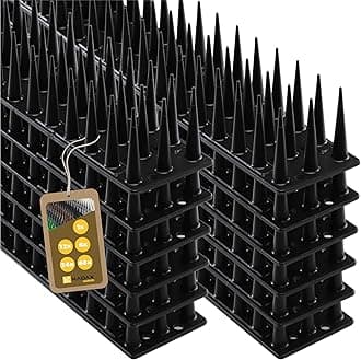 KADAX Pack of 12 Plastic Bird Repellent Spikes, 51 x 4 x 3.5 cm, 3 Rows, for Pigeons, Cats, Martens, Fence, Balcony, Roof, Windowsill, Robust and Weather-Resistant, Can Be Cut to Size, Black