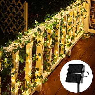 Brightown Solar Fairy Lights Outdoor, 40Ft Solar String Lights with Ivy, Solar Plant Vine Lights for Camping Outside Garden Yard Fence Wall