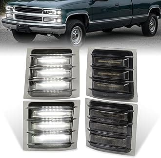 MOVOTOR LED Side Marker Light Assembly with White Sequential Turn Signal LED Front Corner Lights Compatible with 1994-1998 Chevy C/K 1500 2500 3500 C10 Silverado Tahoe Suburban(NOT FIT for GMC)