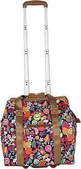 Lily BloomDesigner Under the Seat Tote Cabin Luggage Collection - 15 Inch Patterned Carry on Bag For Women - Lightweight Suitcase with 2 Rolling Spinner Wheels (Fruit Loops)