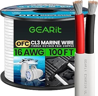 GEARitSpeaker Wire 16 Gauge (100ft), Red/Black Speaker Cable 16AWG, Duplex 2-Conductor, Speaker Wires for Boat, RV, Camper, Trailer, Automotive, in-Wall and Outdoor Use