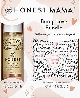 Mama Body and Belly Bump Love Bundle, Moisturizing Plant Based Oil and Stretch Mark Butter Cream