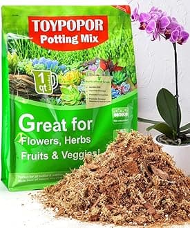TOYPOPOR Orchid Potting Mix for Repotting with Moss Pine Bark Mulch Perlite Stone and Coco Peat Natural Ingredients, Orchid Bark Potting Mix Orchid Repotting Kit Drainage Indoor Potting Medium 1qt