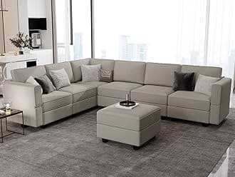Belffin Modular Sectional Sofa Couch with Ottoman L Shape Corner Couch with Storage Modular Sofa with Chaise Velvet Grey…