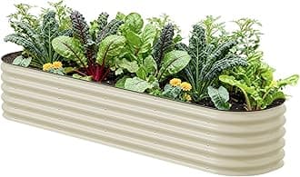 - Vego garden Raised Garden Bed Kits, 17" Tall 9 in 1 8ft X 2ft Metal Raised Planter Bed for Vegetables Flowers Ground Planter Box-Pearl White