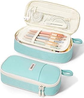 SUNEE Cute Pencil Case, Aesthetic Pen Pouch, Colored Large Pencil Bag with Zipper, Kawaii Stationery Storage and Organizer, School Supplies for Teen and Adult Girls, Mint Green