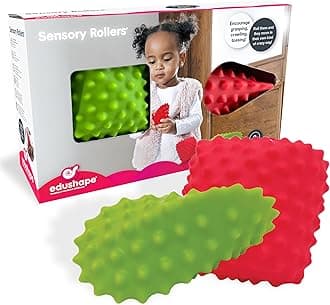 Edushape Kids Sensory Development Textured Roller - Squeeze Chew Grab Toss Fidget Stretch - Stress Relief, Tactile Exploration Play Toy
