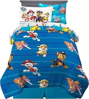 Franco Kids Bedding Super Soft Comforter and Sheet Set with Sham, 5 Piece Twin Size, Paw Patrol Boys