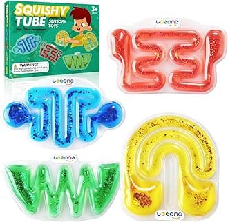 Squishy Sensory Fidget Toys for Kids - Autism Sensory Toys for Autistic Children Special Needs, Anxiety Relief Toys for Calm Down, Squeeze Sensory Tube Filled Goo, Glitter, Christmas Stocking Suffers