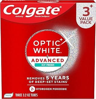 Optic White Advanced Teeth Whitening Toothpaste, 2% Hydrogen Peroxide Toothpaste, Icy Fresh, 3.2 Oz, 3 Pack