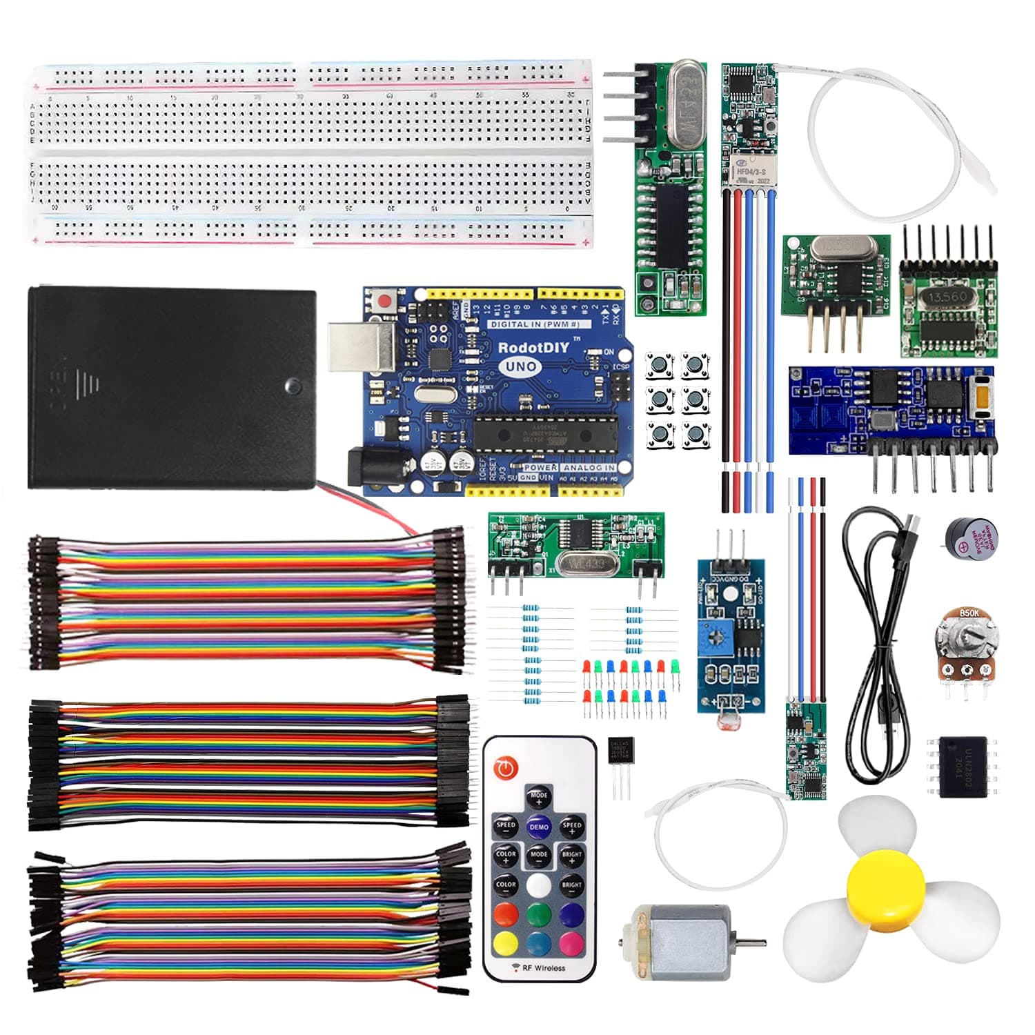 QIACHIP Super Starter Kit Based on Arduino UNO R3 with Tutorial and Controller Board Compatible IDE, Includes Relay Wireless Radio Frequency Remote Control Switch Transmitter Receiver