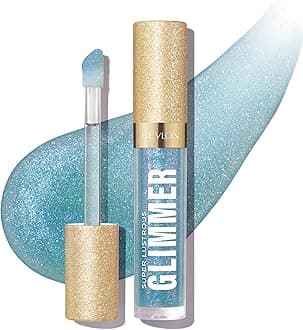 RevlonSuper Lustrous Glimmer Gloss – Hydrating & Plumping Lip Gloss with Plant-Based Glitter, 3D Shimmer, 39% Hydration Boost & Oversized Applicator, Razz Beamy