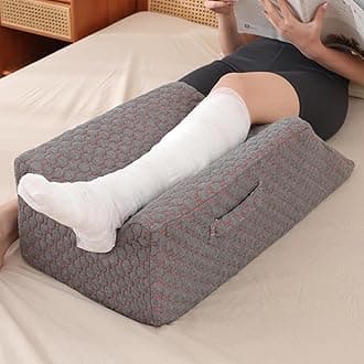 AllSett Health Single Leg Elevation Pillow Post Surgery, Memory Foam Ankle Knee and Leg Wedge Pillow - 29 Inch x 13 Inch x 9.5 Inch