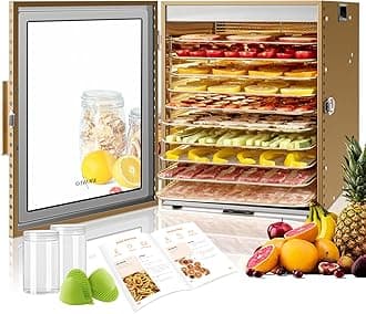 KwasyoFood Dehydrator Dryer, 10 Trays Dehydrator ALL Stainless Steel with Drip Tray, Touch Panel, 24H Adjustable Timer, 20℃-90℃ Temperature Control, Dehydrator for Beef jerky fruit Dog Treats, 800W