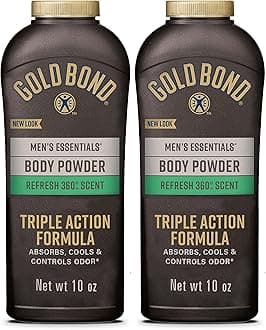 Gold Bond Men's Talc-Free Body Powder, 10 oz | Refresh 360 Scent | Wetness Protection | Pack of 2 | Essentials Line
