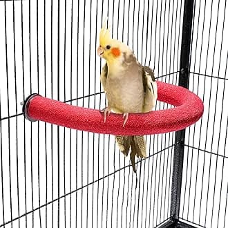 FrgKbTm U Shape Parrot Perch Stand Toy Bird Platform Sand Paw Grinding Clean Stick Exercise Conure Budgie Cockatiel Cage Accessories (Small-Red)
