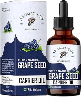 Aromatique Grapeseed Oil Cold Pressed 100% Pure And Natural Carrier Oil,Grape Seed Oil For Skin And Hair -30Ml
