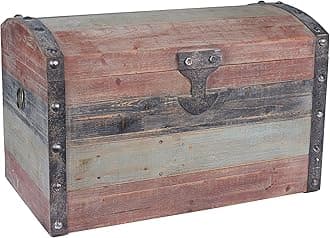 Household Essentials Stripped Weathered Wooden Storage Trunk, Large