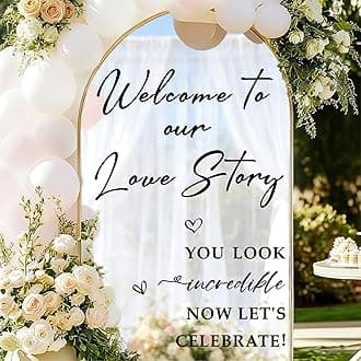 Wedding Welcome Signs Welcome to Our Wedding Sign Decals Selfie Mirror Decals for Weddings Party Entry Welcome Mirror Sticker for Weddings Decor Vinyl Letter Decal for Bridal Shower Marriage Reception