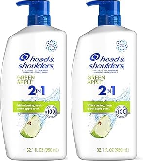 Head & Shoulders Anti-Dandruff Shampoo and Conditioner, Green Apple 2-in-1 Twin Pack, 1% Pyrithione Zinc, Flake Control, Green Apple Scent, Clean Scalp, 32.1 fl oz Each