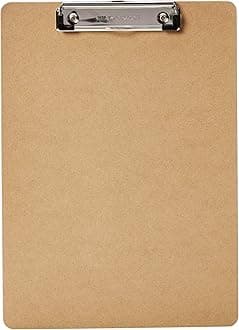 Amazon Basics Hardboard Office Clipboard, Letter Size, 9" x 12.5", Brown, 12-Pack