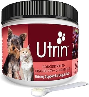 NUSENTIA UTRIN - Urinary Support for Cats & Dogs - Dual-Action Cranberry & D-Mannose - for Natural Bladder Health, Incontinence, and Recurring UTI, 60 Servings