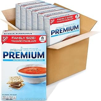 Premium Original Saltine Crackers, Lunch Snacks, Bulk Snacks, Family Size, 6 - 24 oz Boxes