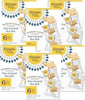 Simple Mills Almond Flour Crackers, Fine Ground Sea Salt Snack Packs - Gluten Free, Vegan, Healthy Snacks, 4.9 Ounce (Pack of 6)